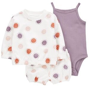 Carter’s Baby Girl 3-Piece Smiley Face Shorts Set size 12 Months
